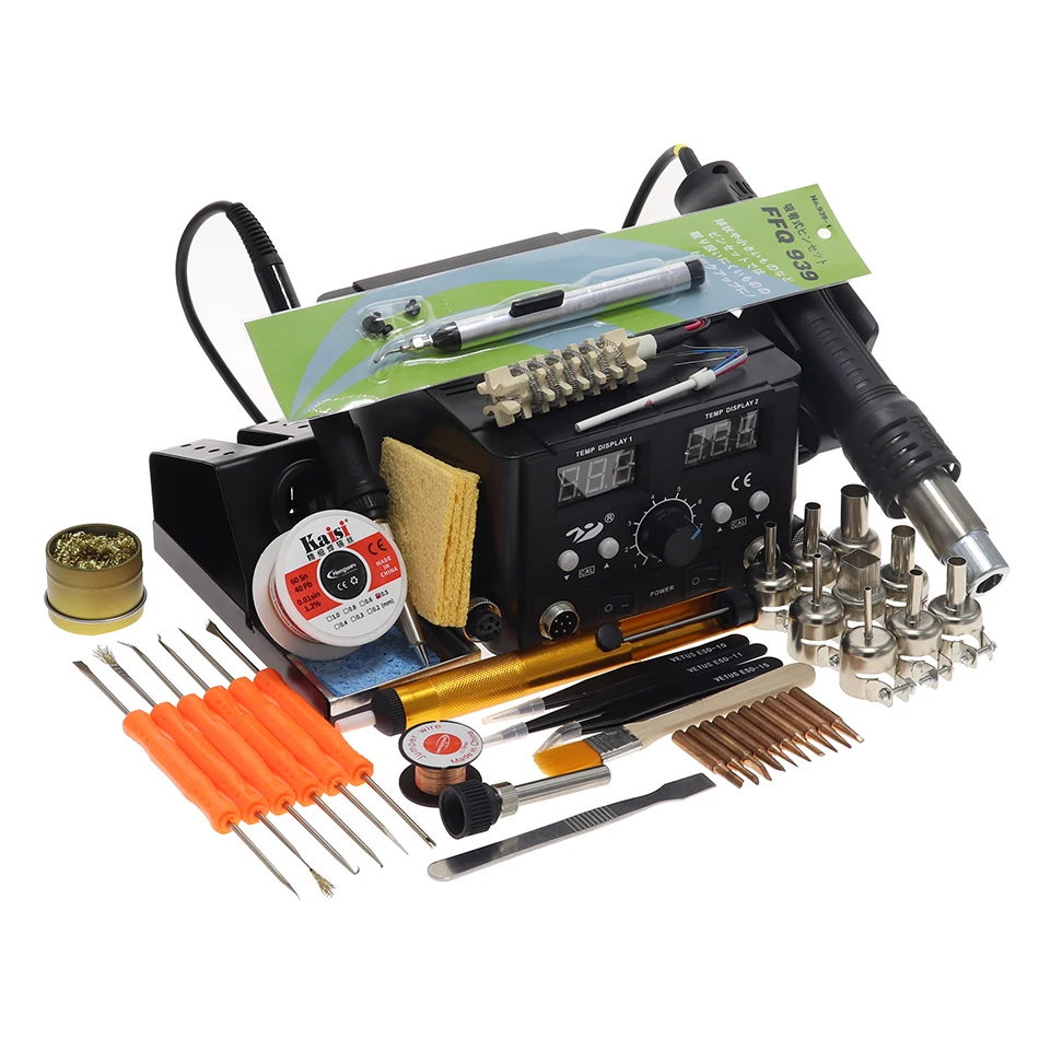 8582D 750 Вт Синий цифровой 2 в 1 SMD паяльная станция Ремонт сварочный паяльник набор PCB