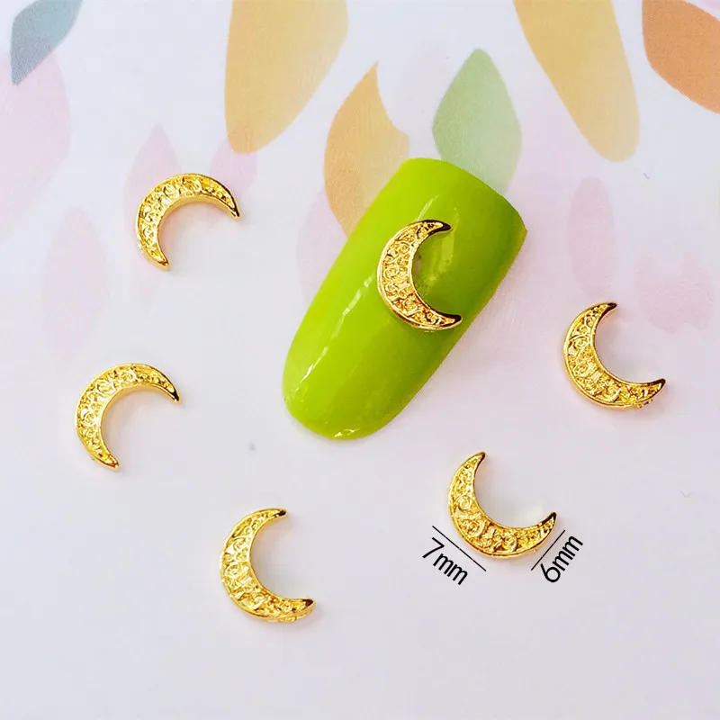 50 шт./упак. японские металлические аксессуары для ногтей Kawaii Moon перо Корона ногтей части DIY Шарм Сплав принадлежности для ногтей для дизайна ногтей