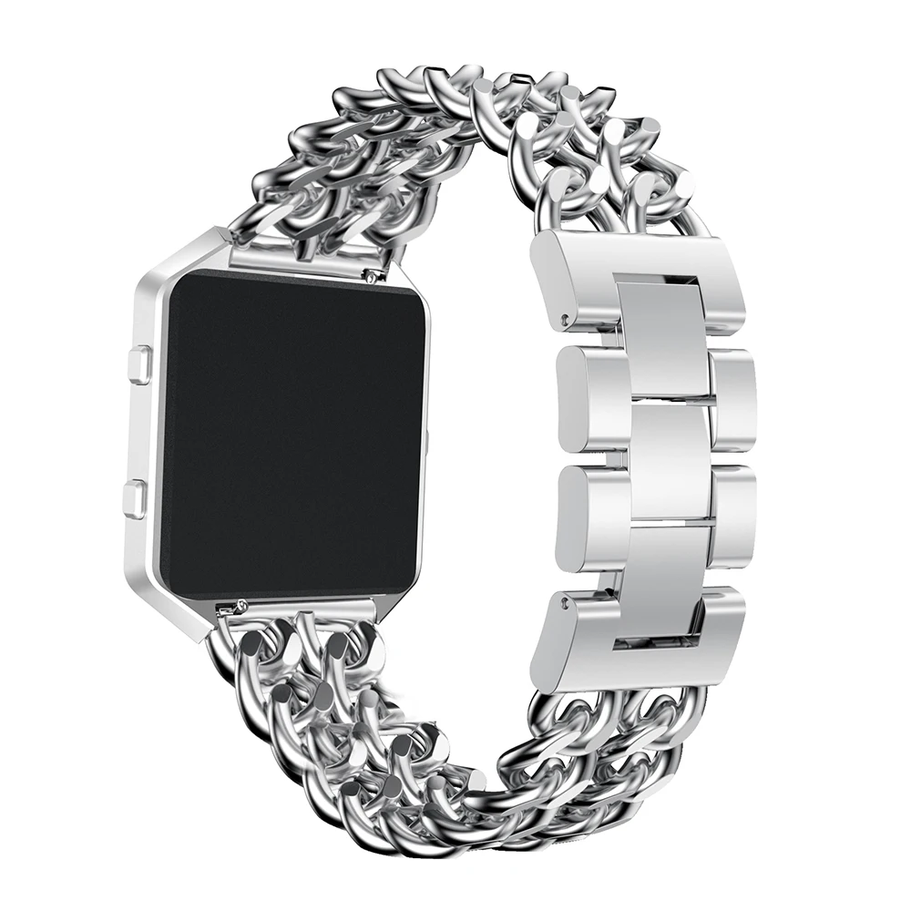 Горячая Замена цепи из нержавеющей стали с металлической рамой для Fitbit Blaze серебро черный розовое золото нержавеющая сталь