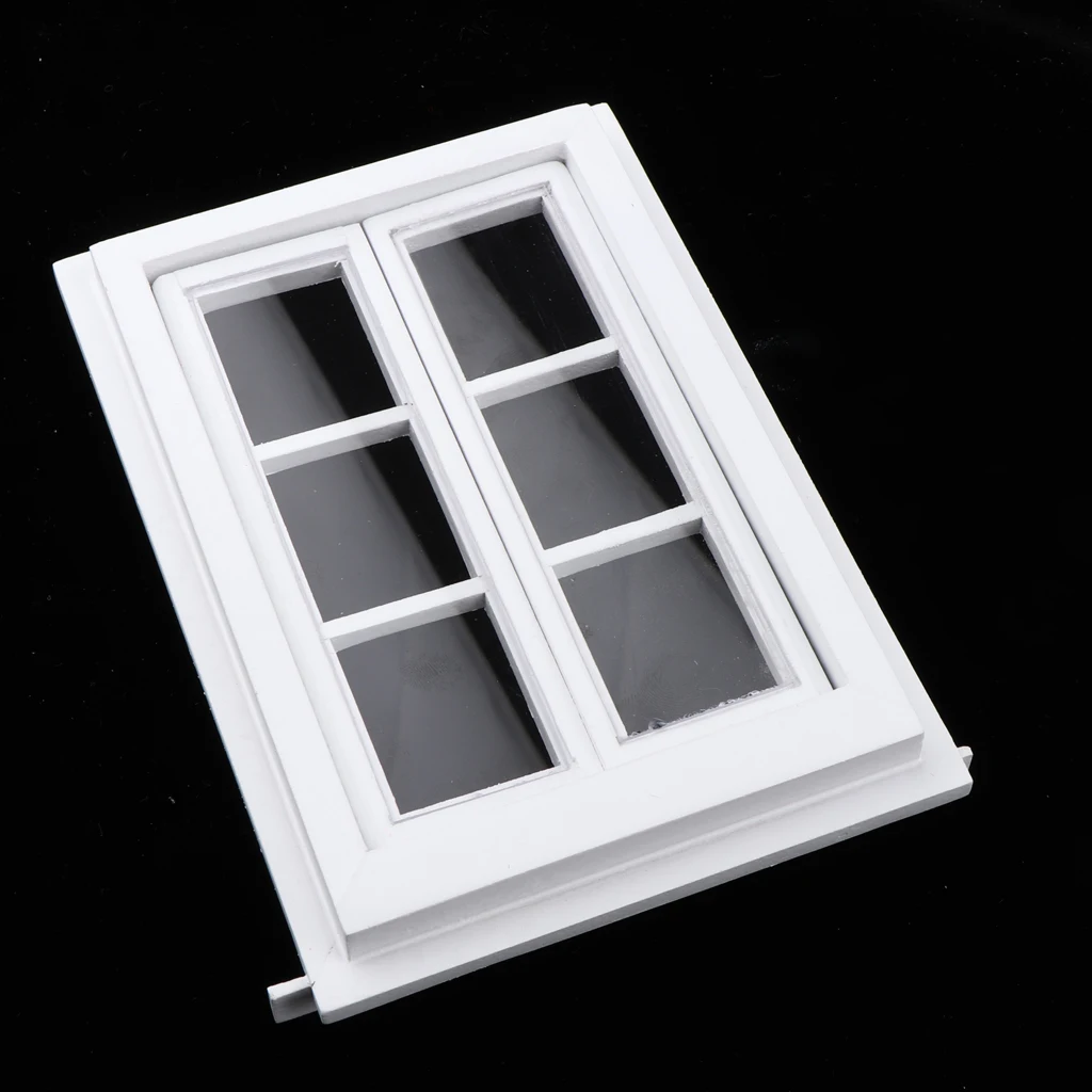 

Miniature White Wooden Door Window Furniture DIY Decor for 1/12 Dolls House