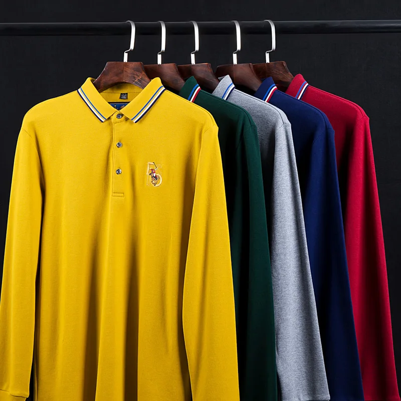 Хлопковые поло Мужские серые Вышивка синие 3XL-M Узкие топы Мужская рубашка с