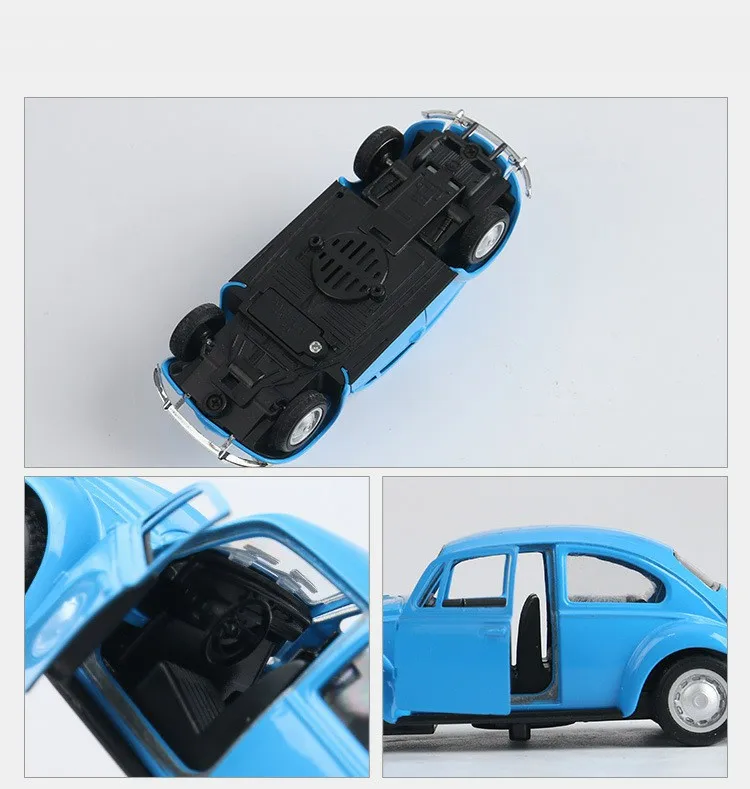 Высокая имитация Ретро Классический Volkswagen Beetle, 1:36 модели автомобилей из сплава, металлические литья под давлением, игрушка-автомобиль