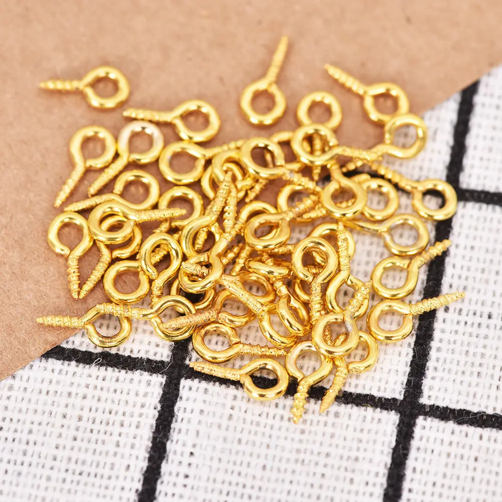 100Pcs/lot 8x4MM Small Tiny Mini Eye Pins Eyepins Hooks Eyelets Screw Threaded Clasps Jewelry Findings | Украшения и аксессуары