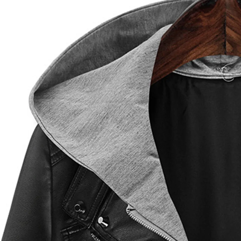 Осенняя куртка с капюшоном кожаная короткая 2019 зимняя верхняя одежда длинными