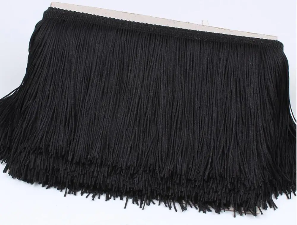 Black 15 см в ширину, 1 ярд золотые кисточки бахрома кружевные планки DIY Швейные сцены свадебное платье ленты штора ручной работы украшения стола - Цвет: Black