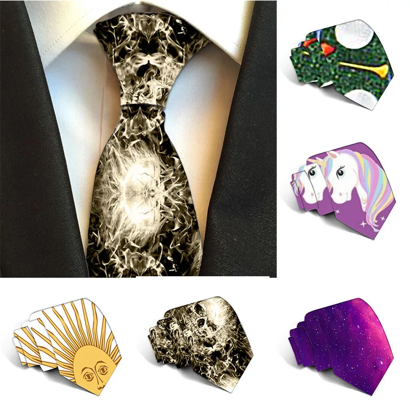 Галстуки из полиэстера мужские классические галстуки 8 см с узорами единорога