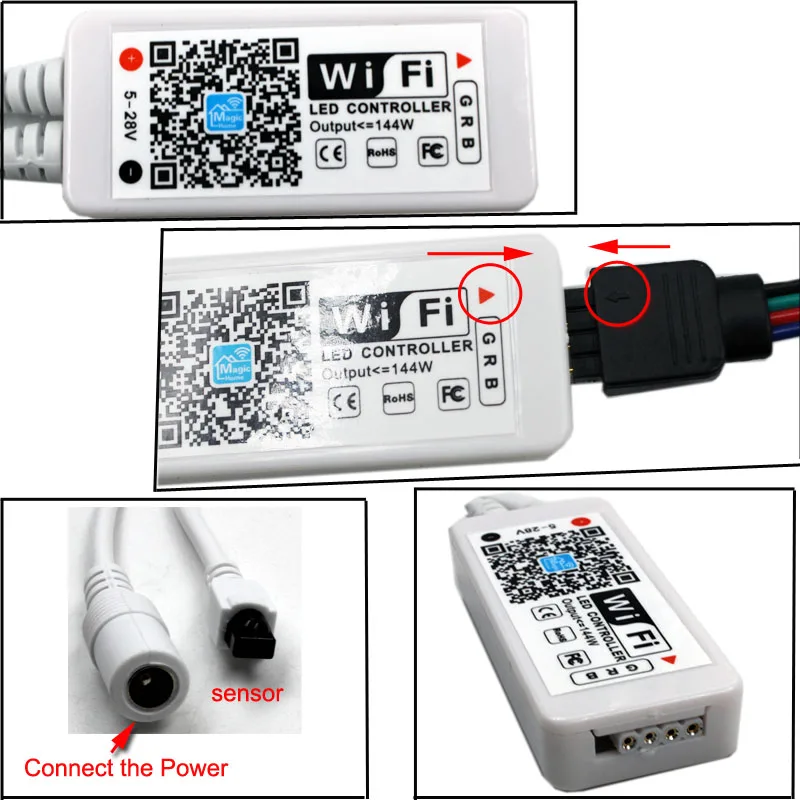 Wifi беспроводной контроллер 5050 RGB Wifi светодиодный светильник 15 м водонепроницаемая IP неоновая лента Диодная лента 12 В адаптер Набор для кухни