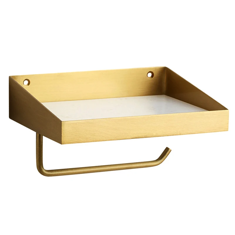 

Marble Brass Shelf Bathroom Accessories Shelf Basket Wall Mounted Toilet Roll Paper Holder Brushed Gold Toilet Paper Holder