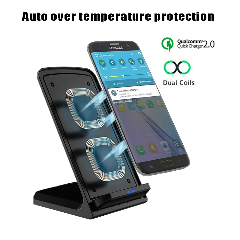 Беспроводное зарядное устройство QI быстрая зарядка 2 0 для iPhone 8 10 X Samsung S6 S7 S8