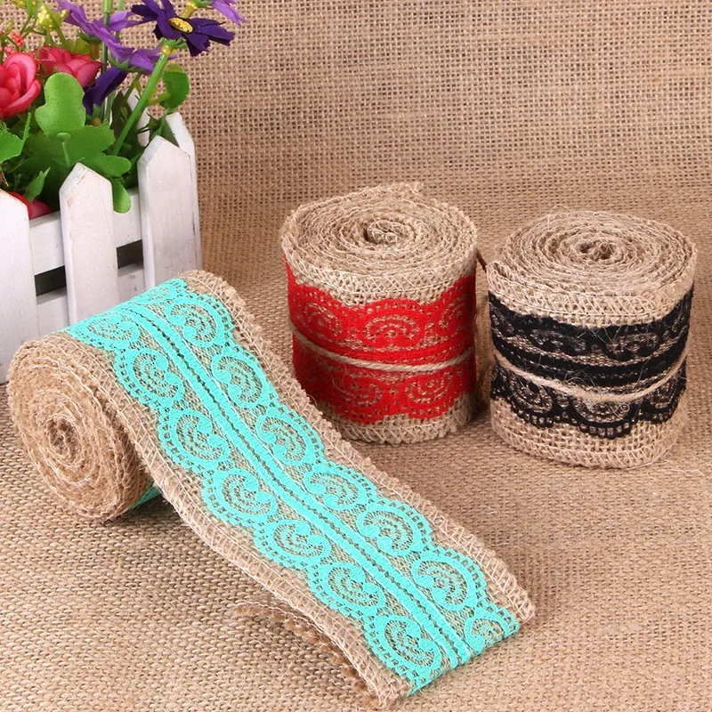 Лента из джута кружево для мешковины свадебных цветов бутылки с вазами