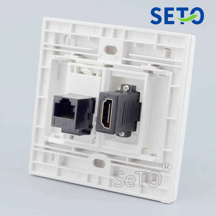 SeTo 86 Тип RJ45 Cat6 сеть + HDMI панель в ассортименте настенная гнездо Keystone Лицевая |