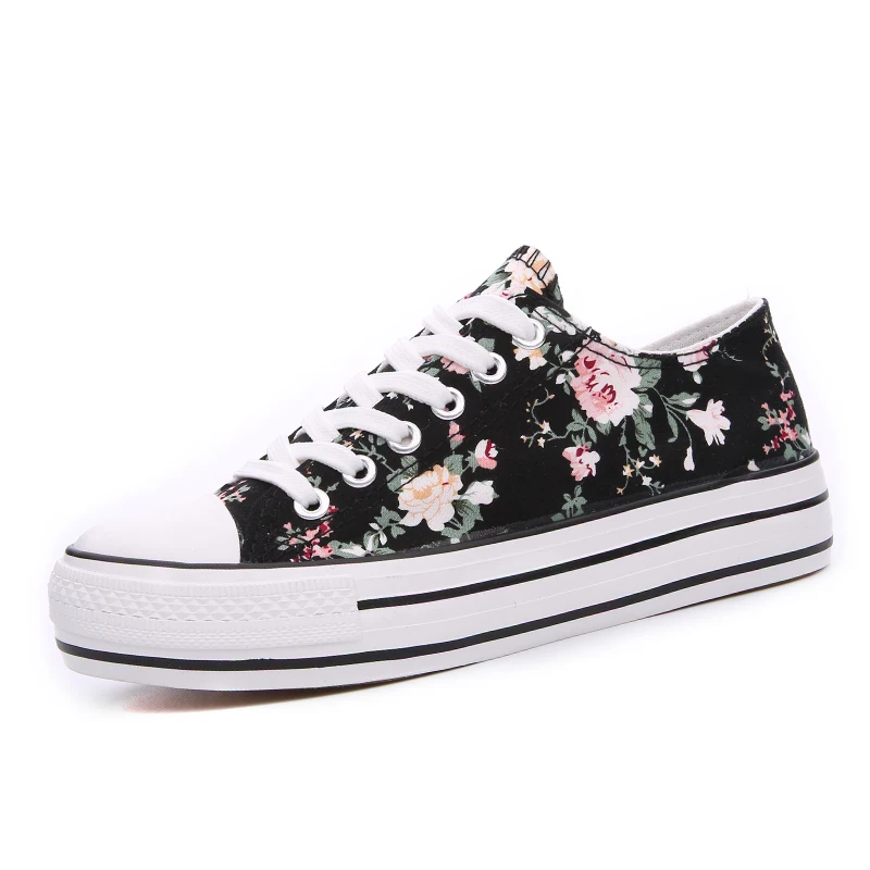 2018 Последняя мода дизайн с цветочным принтом Повседневная парусиновая обувь для
