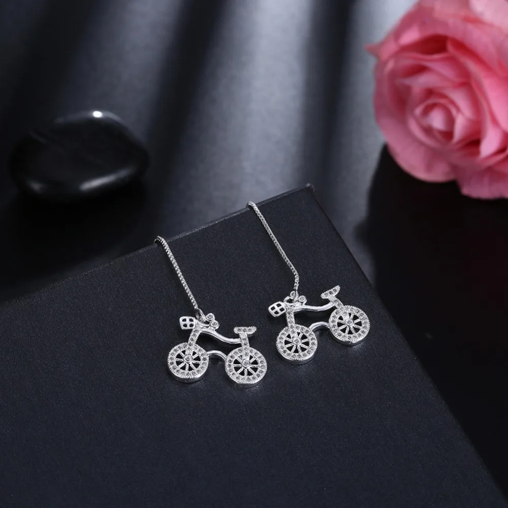2017 Fashion Hot Sale silver Long Ear Line Earrings Sliver Color Bike Shape Design Pendant Dangle | Украшения и аксессуары