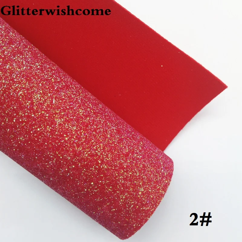 Glitterwishcome 21X29 см A4 Размеры синтетическая кожа, флуоресцентный мелкие блестки кожа подкладка из лайкры делают сапоги бэк виниловые обои для банты, GM053A