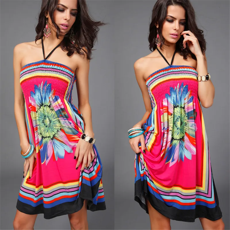 Новинка Летний стиль сексуальное женское пляжное платье с цветочным рисунком