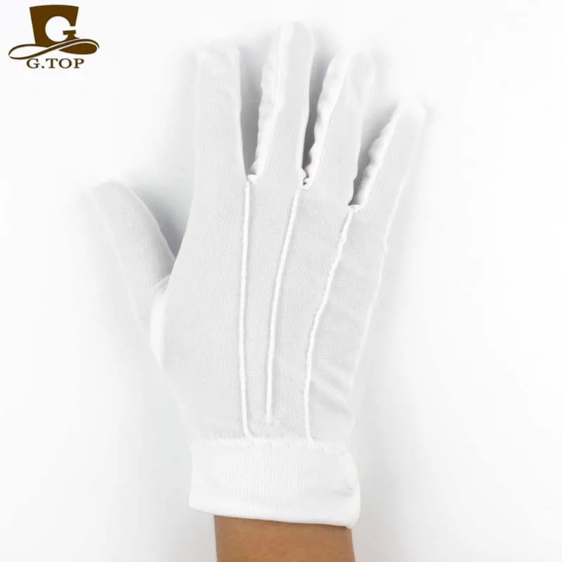 Мужские эластичные нейлоновые белые парадные официальные перчатки Wo men с
