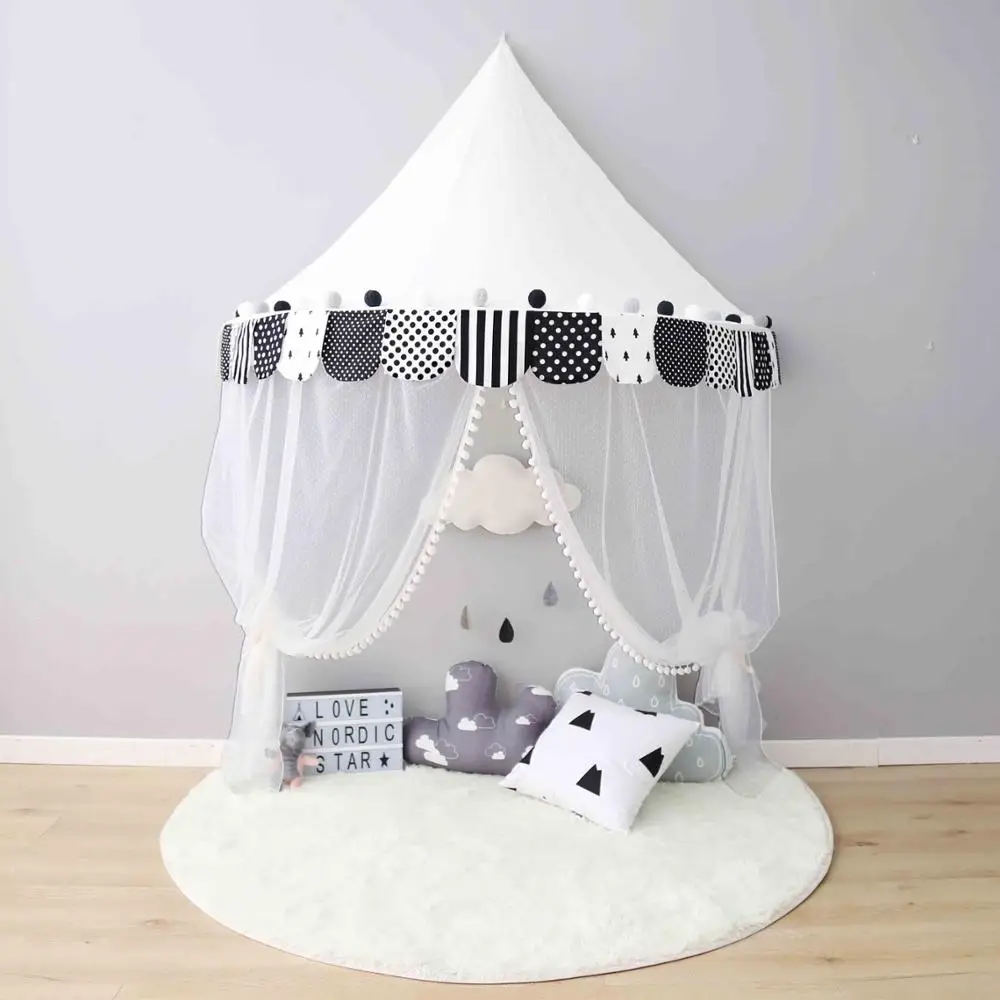 Black Палатка для детской комнаты детская кровать навес Tipi Enfant Teepees для детского игрового дома палатка москитная сетка для детской кроватки украшения для дома - Цвет: Black