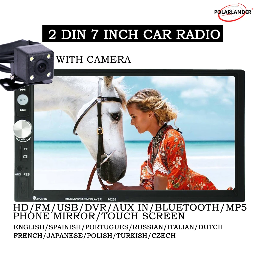 2 Din для Andriod 7 &quotавтомобильный аудио MP5 MP4 плеер Bluetooth радио с задней камерой вход