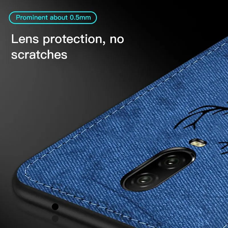 Мягкий ТПУ тканевый холщовый чехол с рисунком оленя для Oneplus 6 1 + защитный 6T 6t