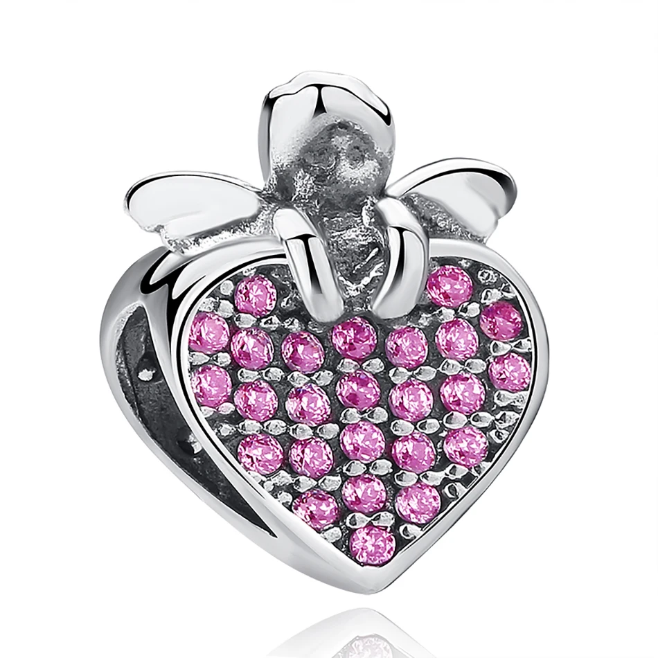 Fit pandora браслет стерлингового серебра 925 цветок, apple, узел Сердце, Клевер Хрустальные Бусы Подвески DIY Изготовления Ювелирных Изделий
