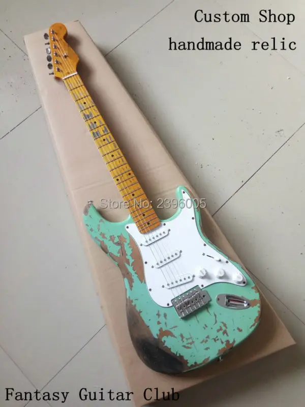 

Custom Shop Surf green 100% handmade Relic ST electric guitar alder body Aged hardware professional relic guitars