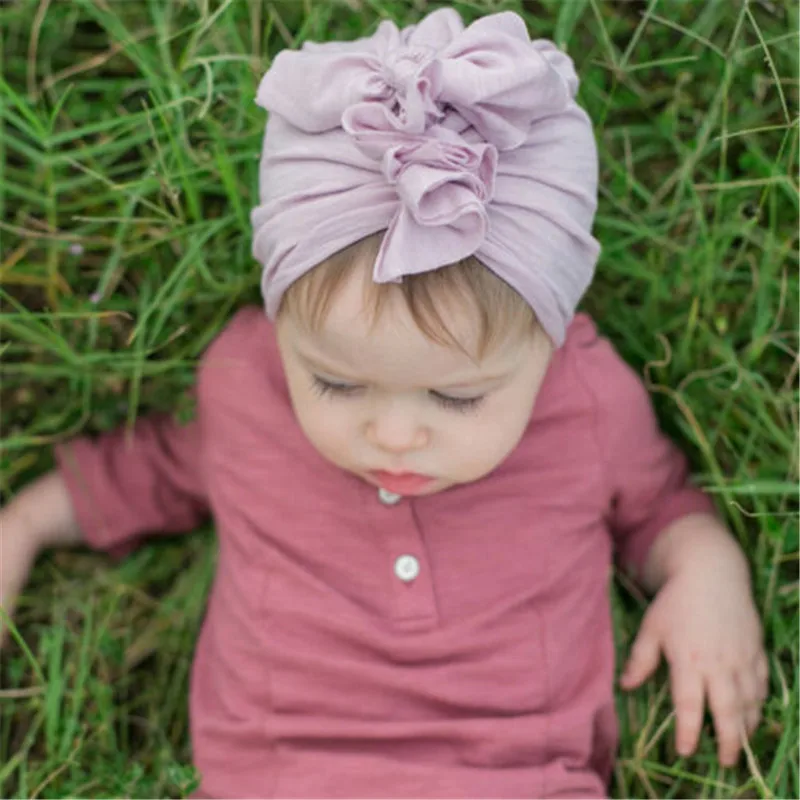 Cute Newborn Toddler Beanie Hats Headwear Kid Baby Boy Girl Indian High Elastic Stretch Turban Knot Cotton Solid Head Hat | Аксессуары