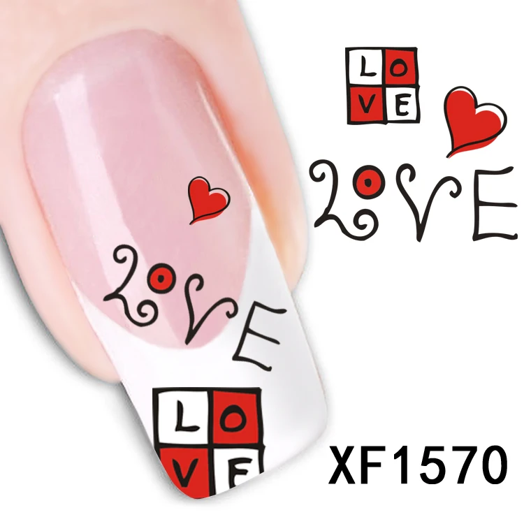 XF1570 Fashion Новый стиль Переноса Воды Наклейки 1 Листов 3D Дизайн DIY Nail Art Украшения