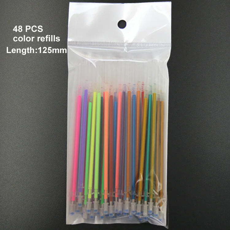 48 PCS color refills 12/24 Цвет гелевая ручка металл Пастель яркость эскиз рисунок Краска Карандаш Цвет канцелярские школы маркер для детей Подарки - Цвет: 48 PCS color refills