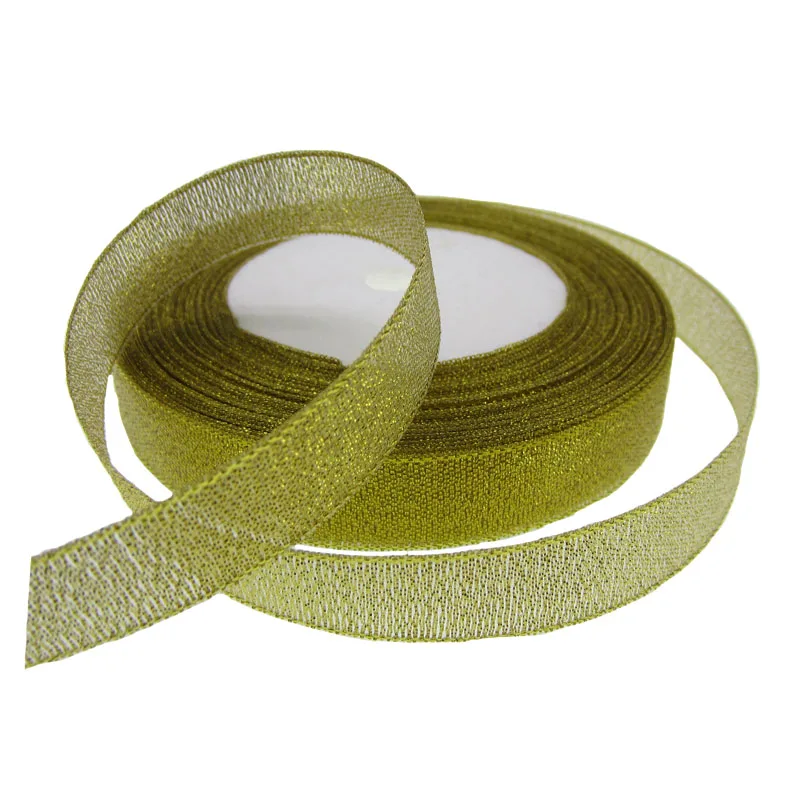 1Roll 25yards gold glitter ribbon gift packing belt christmas for party wedding decor wide 3/8&quot 1/2&quot 5/8&quot 3/4&quot 1&quot | Дом и