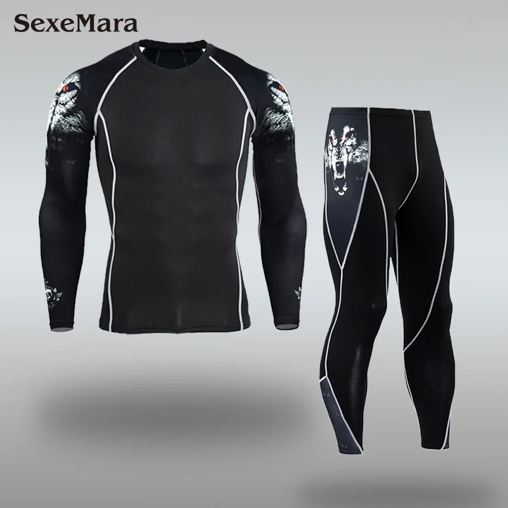 

Men's Gym Thermal Underwear Sportswear Athletic physical workout Leggings Sport Suit Running Jogging Clothes Long Johns For Men