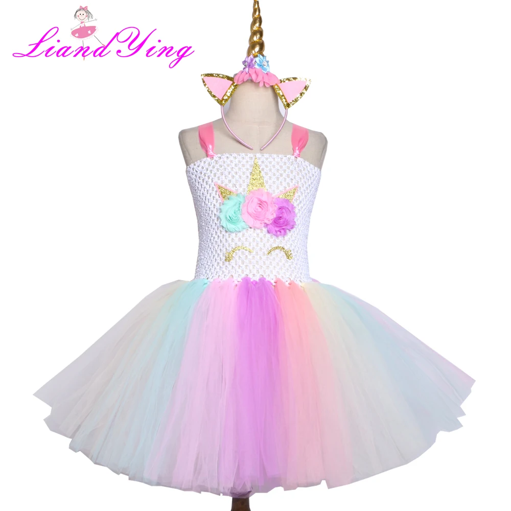 

Girls Dress Sleeveless Kids Flower Dresses Children Unicorn Vestidos 2021 Girls Dresses Autumn Spring Summer Kids Dress For Girl