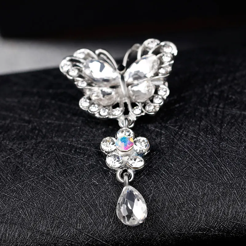 KARASU White Water Drop Crystal Rhinestones Butterfly Brooches for Women Brooch Pins Party Wedding Jewelry | Украшения и