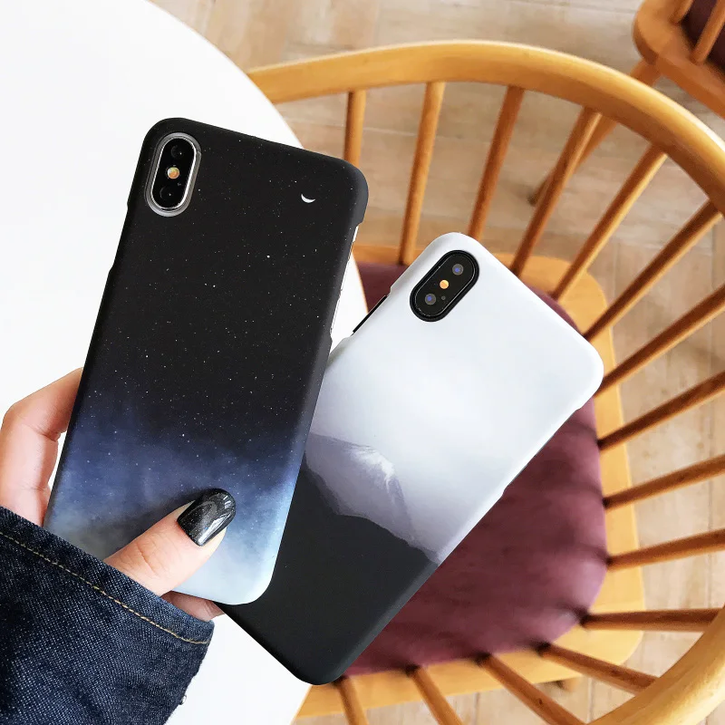 JONSNOW PC жесткий чехол для iPhone X XR XS Max чехол s звездное небо/Горный вид узор чехол для телефона для iPhone 6 6S 7 8 Plus Capa