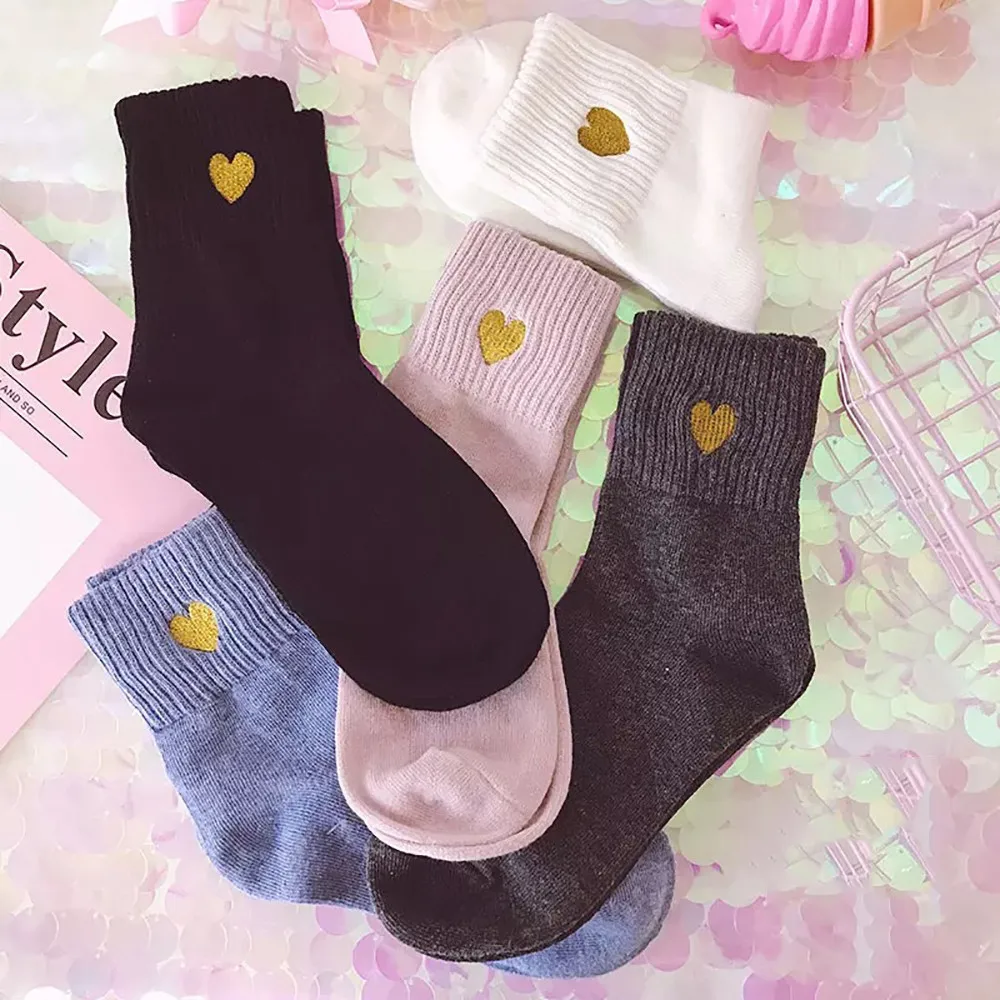 Теплые короткие носки унисекс дышащие Harajuku модные студенческие с вышивкой в