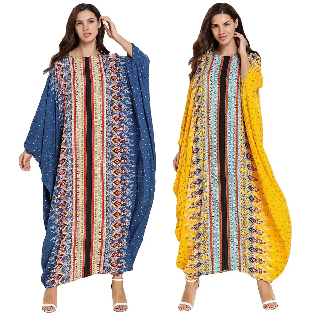 Женское свободное платье с рукавами летучая мышь Boho мусульманская одежда