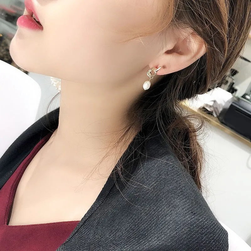 Женские Висячие асимметричные серьги жемчужные модные ювелирные изделия бусы