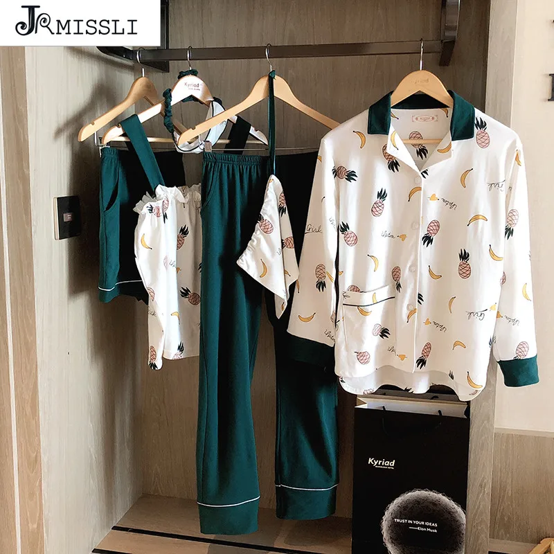 

Пижамный комплект JRMISSLI, женские пижамы, ночная рубашка, одежда для сна для женщин, 100% хлопок, Женский пижамный комплект, пижамное белье