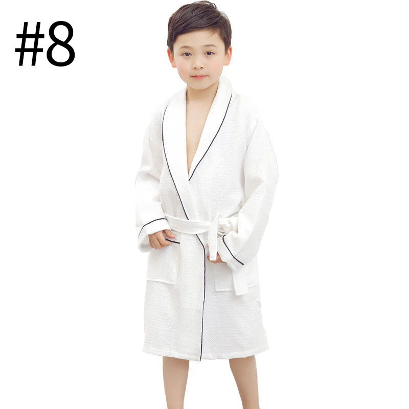 1piece Robes Lace-up Kids Robes Soft Children's Bathrobes Cotton Sleepwears Kids Pajamas Kids Homewear Solid Color Sleepwears - Цвет: style8 M