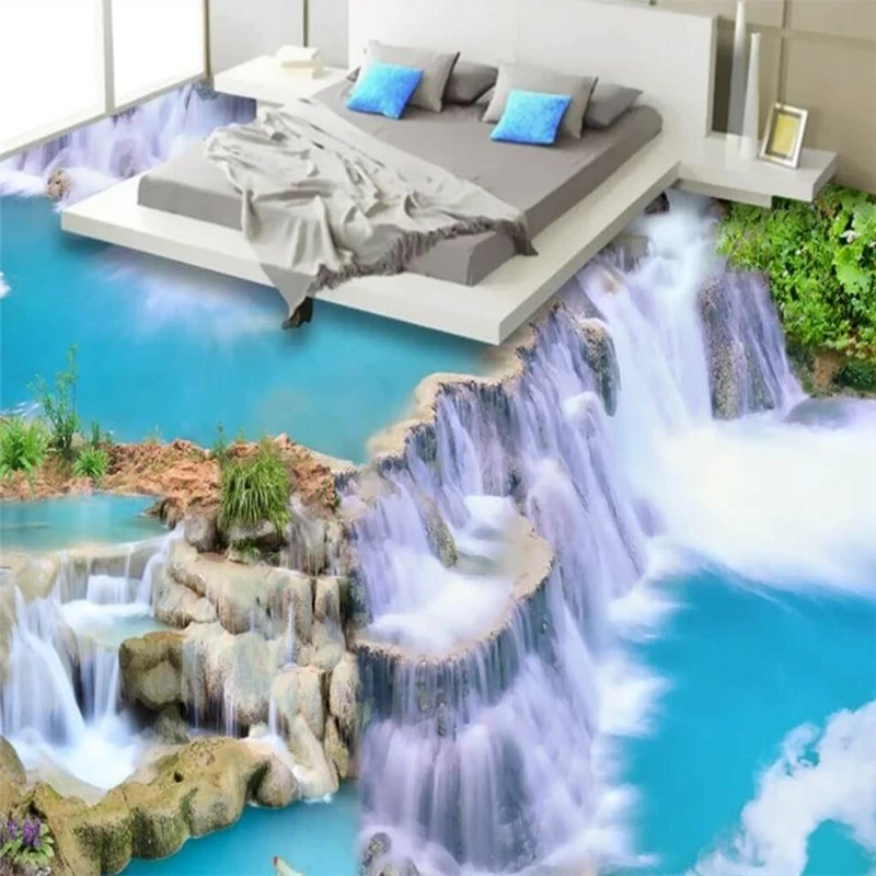 Wellyu индивидуальные Крупногабаритные фрески водопад бегущая вода богатство 3D Пол
