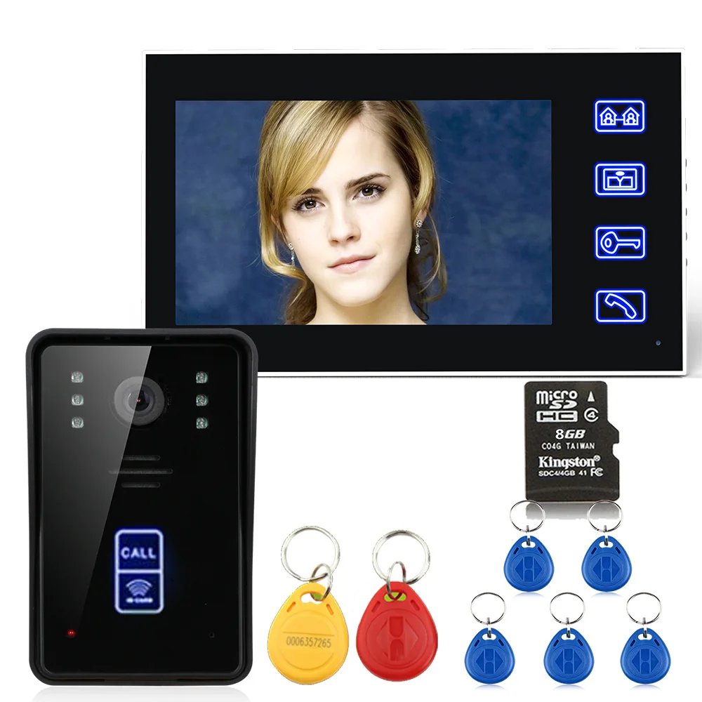MAOTEWANG 7 &quotзапись RFID видеодомофон домофон дверной звонок с 8G tf картой Ночное