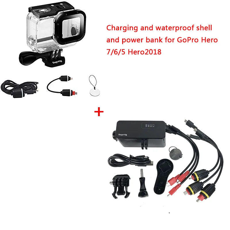 For Hero7 6 5 Set 5200 мАч Внешний аккумулятор 30 м водонепроницаемый внешний аккумулятор для GoPro Hero 7/6/5/4/3+/3 Xiaomi Yi 4K SJCAM аксессуары для экшн-камеры - Цвет: For Hero7 6 5 Set