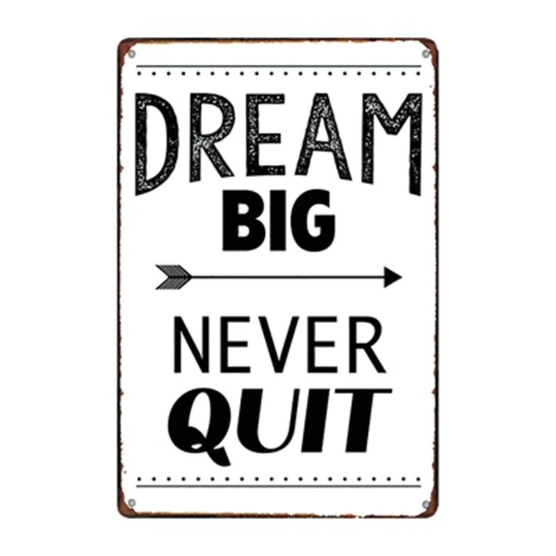 Винтажный оловянный знак Dream Big Never Quit House Rules настенная металлическая тарелка