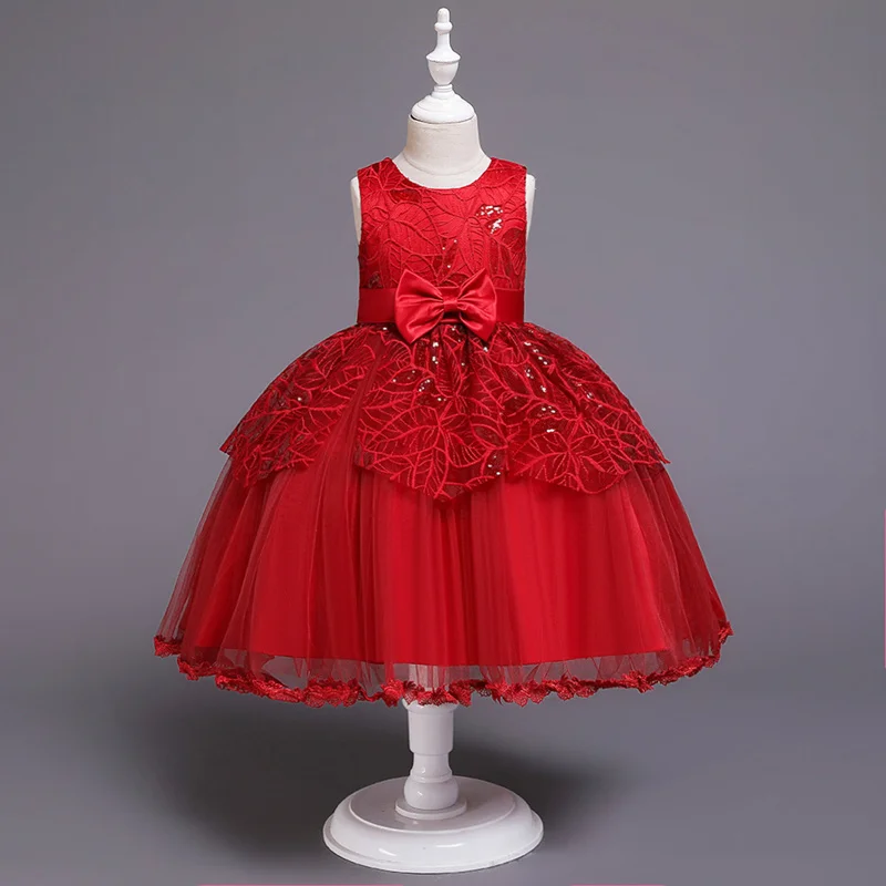 Платье для девочек с блестками; Vestido; Пышное Сетчатое платье принцессы с бантом; костюм; праздничное платье принцессы на День рождения; BH-855 - Цвет: maroon