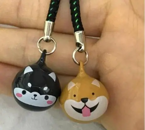 

New 60 pcs Cartoon animal Corgi dogs head Pendant DIY Key Chains With Bell Bag Pendant party Gifts Favors Free Shipping
