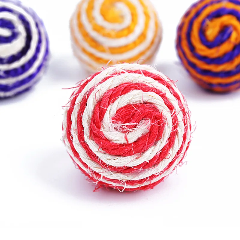Popular Hot 1 Pc Random Color Pet Cat Kitten Sisal Rope Ball Teaser Rattle Scratch Chewing Catch Playing Toys | Дом и сад