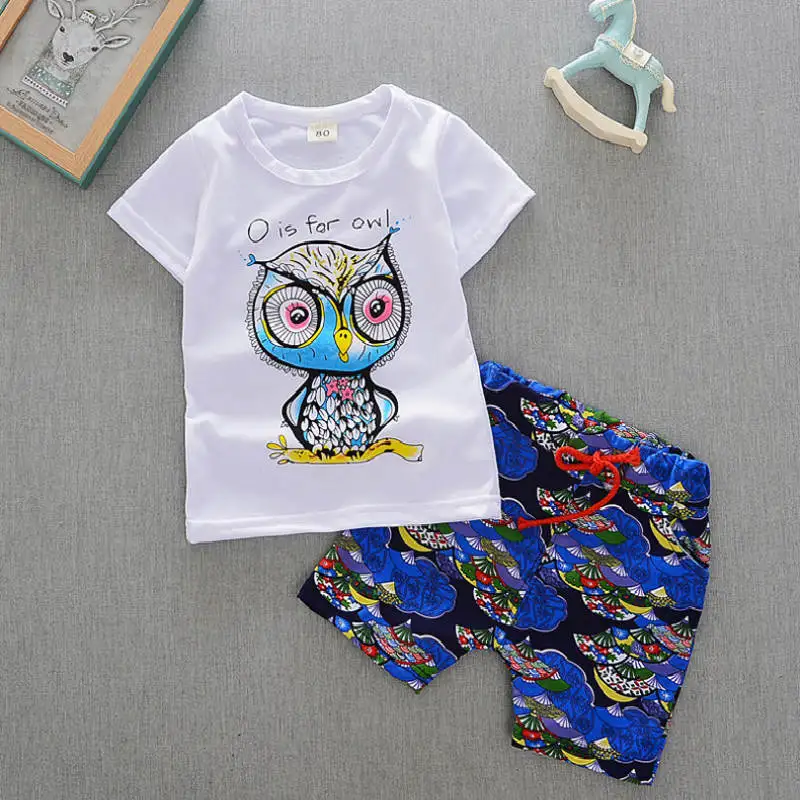 Одежда для новорожденных мальчиков Милая Белая футболка с рисунком Топы + штаны