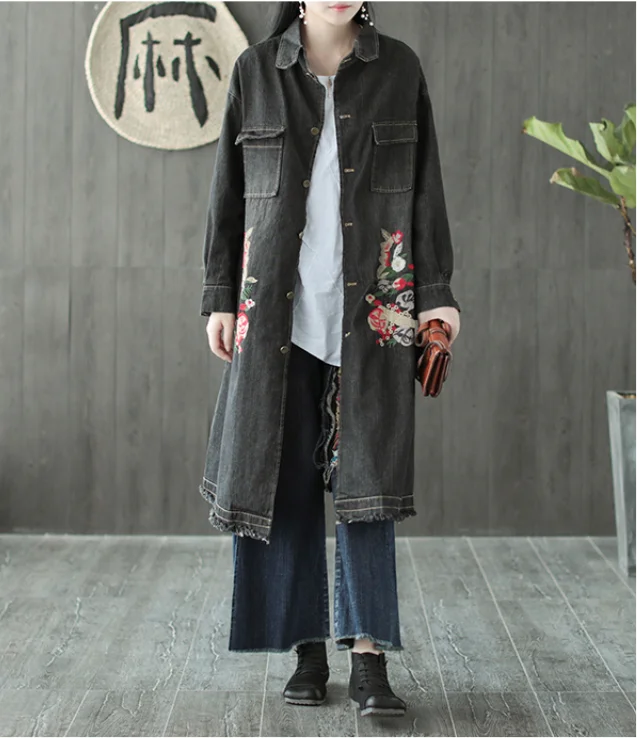 Осенне-зимнее пальто Для женщин большого размера свободные джинсовые Новинка