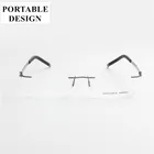 Мужские квадратные очки без оправы из титанового сплава, качественные очки, новинка 2017, Модные мужские очки, супер легкие повседневные оптические очки для мужчин