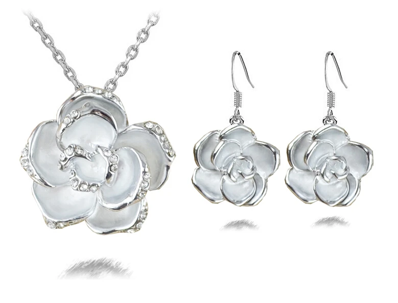 black golden rose flower necklace earrings Jewelry set dropshipping new arrival fashion brand quality lover gift bithday summer | Украшения