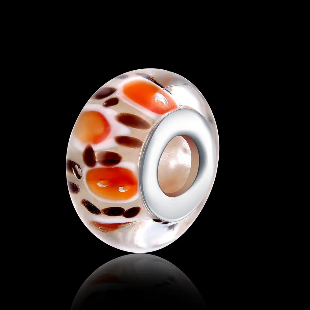 2017 Лидер продаж серебро Цвет пятно цветок Мурано Стекло Бусины и бисер Fit Европа